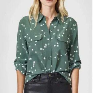 Equipment Slim Signature Silk Star Shirt Green Size M